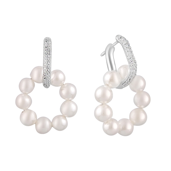 Silver earrings with pearls