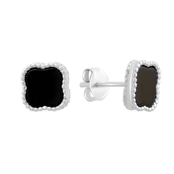Silver earrings with onyx