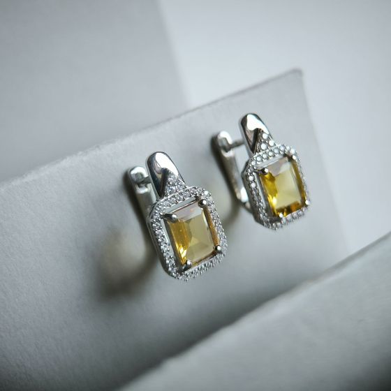 Silver earrings with citrine nano