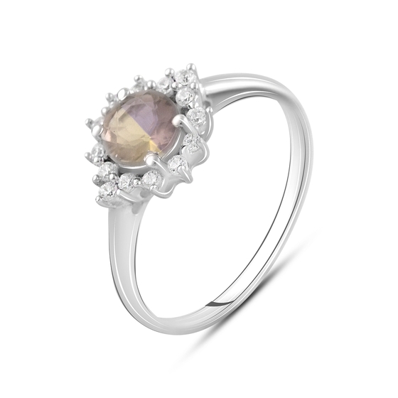 Silver ring with ametrine nano, white topaz