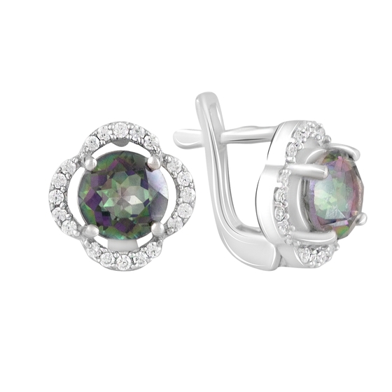 Silver earrings with mystic topaz