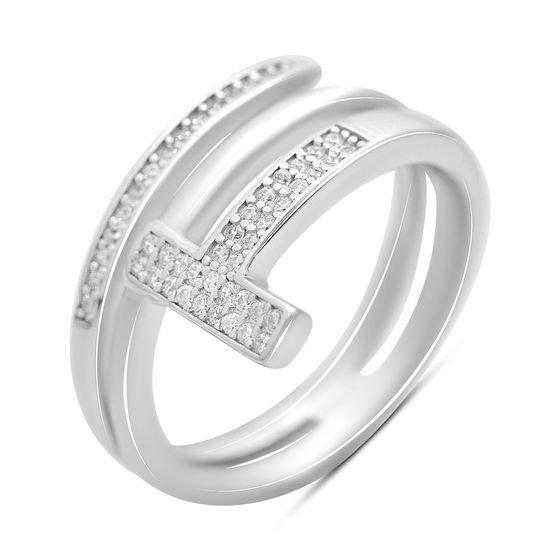 Silver ring with cubic zirconia