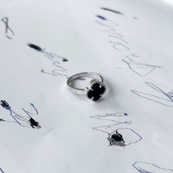 Silver ring with onyx