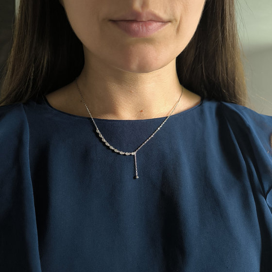 Silver necklace with cubic zirconia
