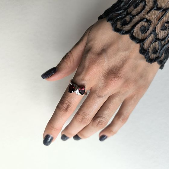 Silver ring with garnet