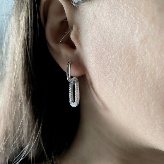 Silver Earrings with Fianites