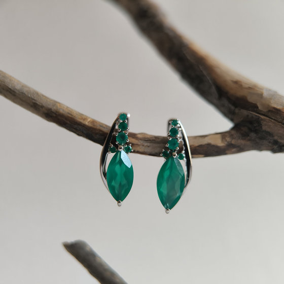 Серебряные серьги с агатом 3.208ct