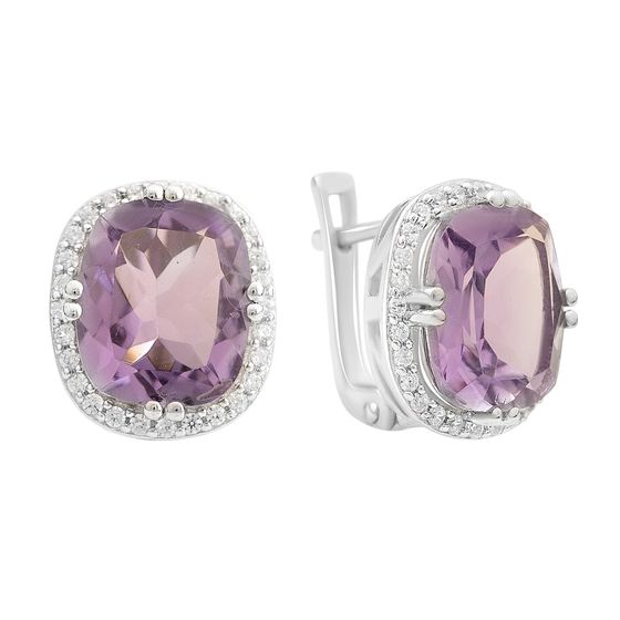 Серебряные серьги с аметистом 10.782ct
