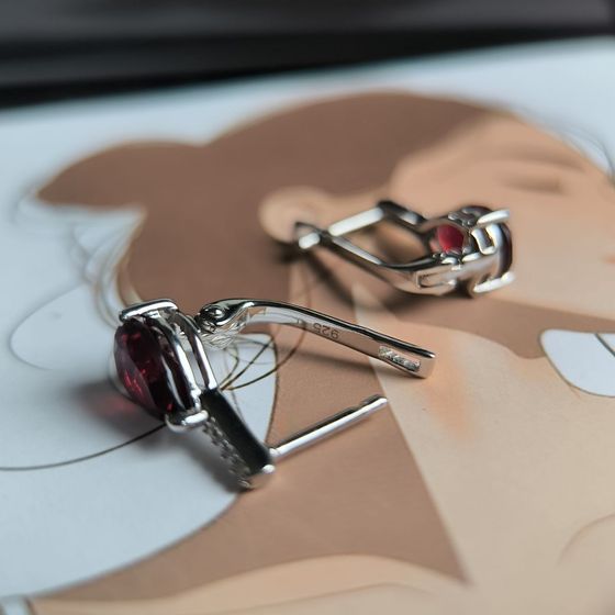 Silver Earrings with a 3.12 ct Nano Garnet