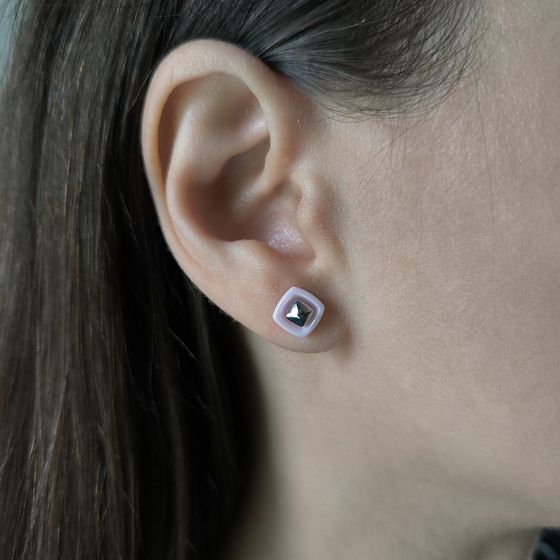 Silver earrings with ceramics