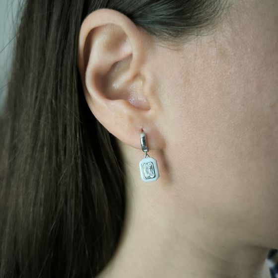 Silver earrings with phianites, semallu