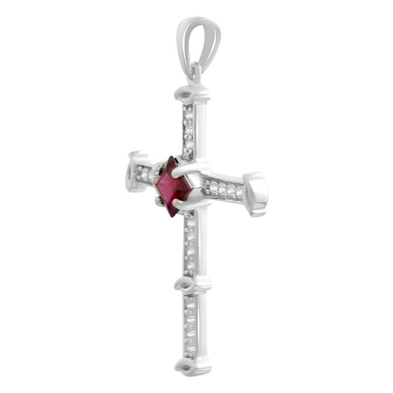 Silver cross with a 1.53ct ruby and cubic zirconia