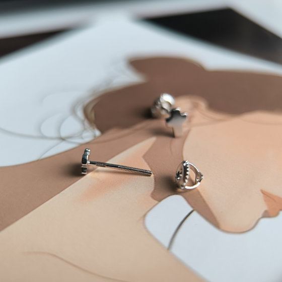 Silver earrings without stones