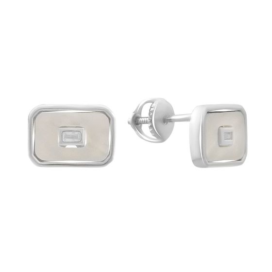 Silver earrings with mother-of-pearl, fianites