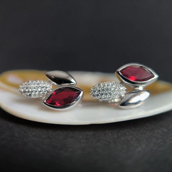 Silver earrings with garnet nano 2.434ct