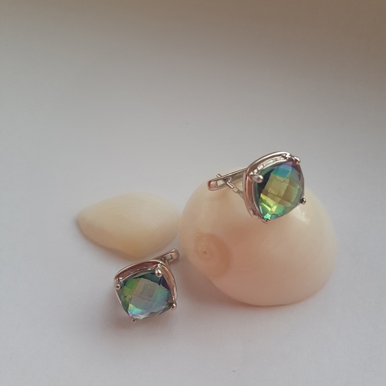 Silver earrings with mystic topaz 9.69ct