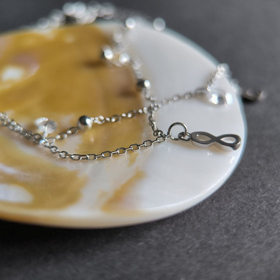 Silver anklet with cubic zirconia