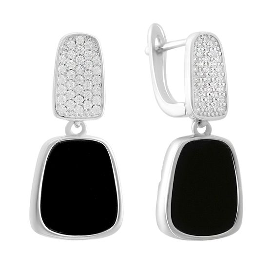 Silver earrings with onyx