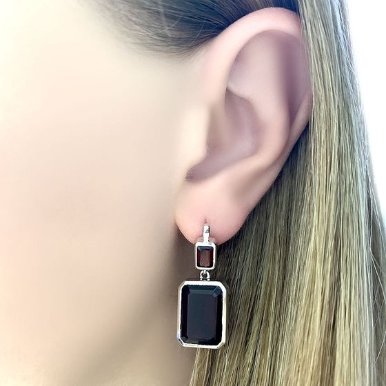 Серебряные серьги с гранатом 12.675ct