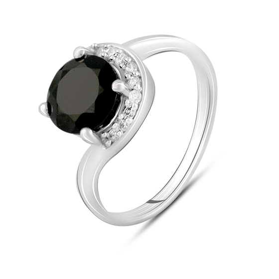 Silver ring with sapphire, white topaz
