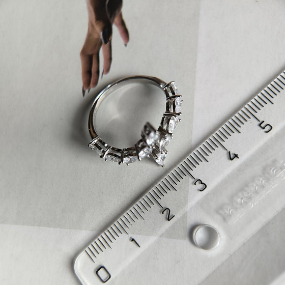 Silver ring with cubic zirconia