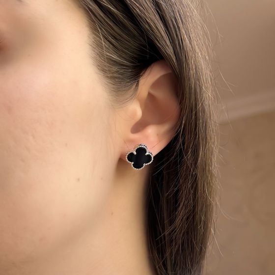 Silver earrings with onyx