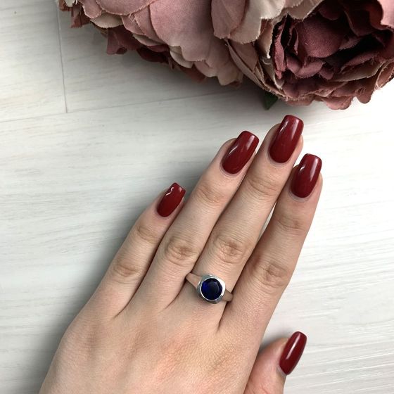 Silver ring with sapphire nano 1.577ct