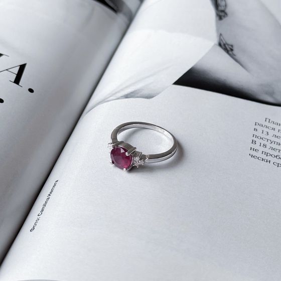 Silver ring with a 1.863-carat ruby