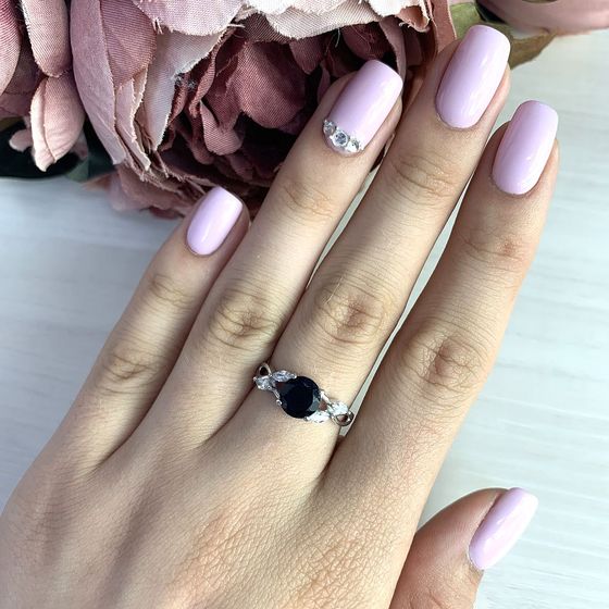 Silver ring with sapphire nano 1.592ct