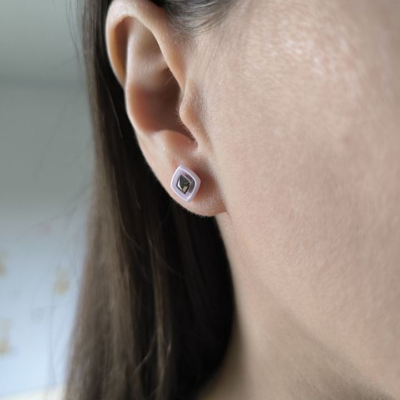 Silver earrings with ceramics