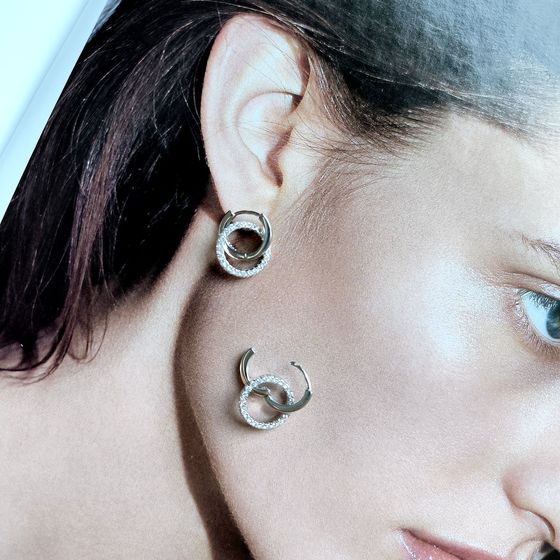 Silver Earrings with Fianites