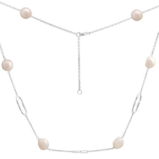 Silver necklace with baroque pearls