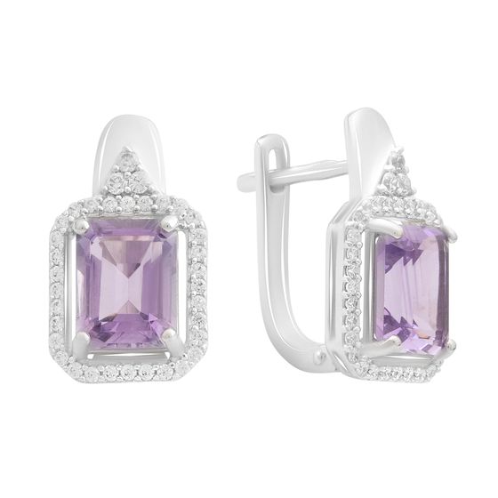 Silver earrings with amethyst