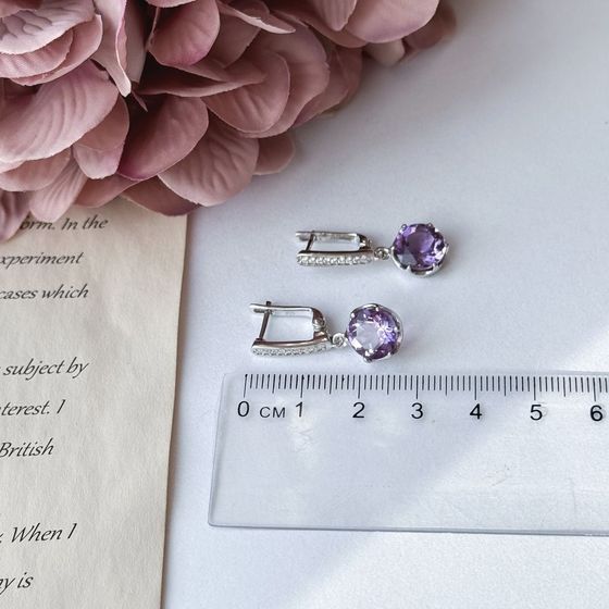 Серебряные серьги с аметистом 5.279ct