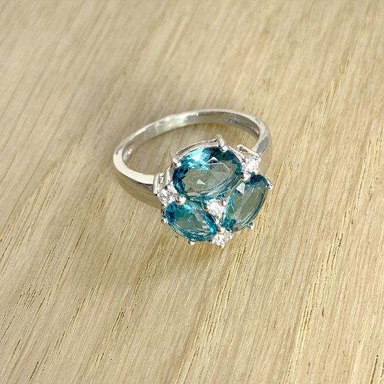 Silver ring with a London Blue topaz