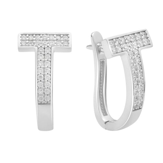 Срібні сережки з фіанітами 0.6ct