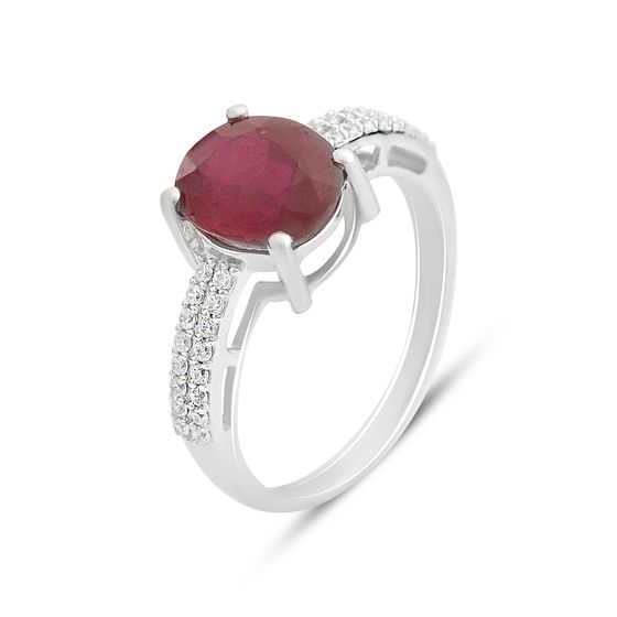 Silver ring with a ruby