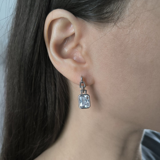 Silver earrings with cubic zirconia