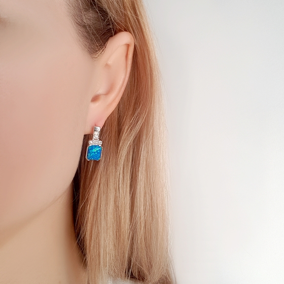 Silver earrings with opal