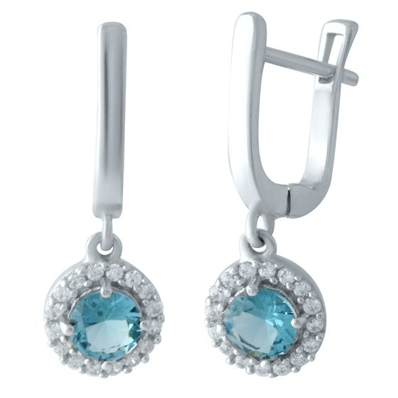 Silver earrings with a 1.348ct London Blue topaz and cubic zirconia