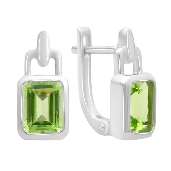 Silver Earrings with Chrysolite (2.721 ct)