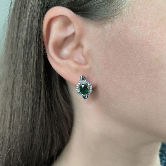 Silver earrings with emerald nano 2.802ct