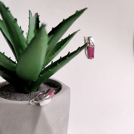 Silver earrings with ruby 3.844ct