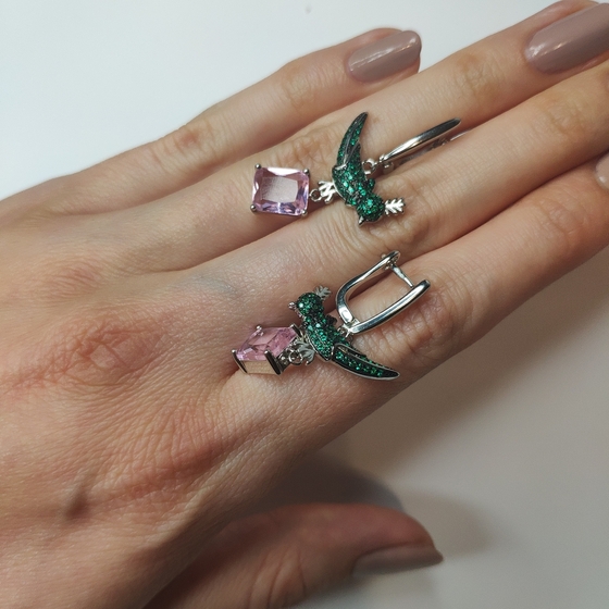 Silver Earrings with Fianites