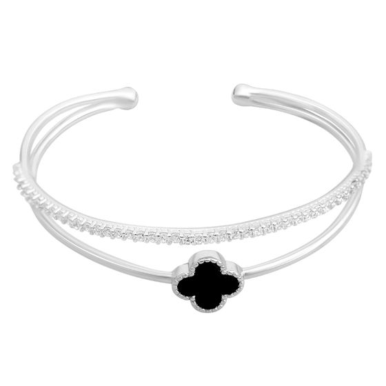 Silver bracelet with onyx