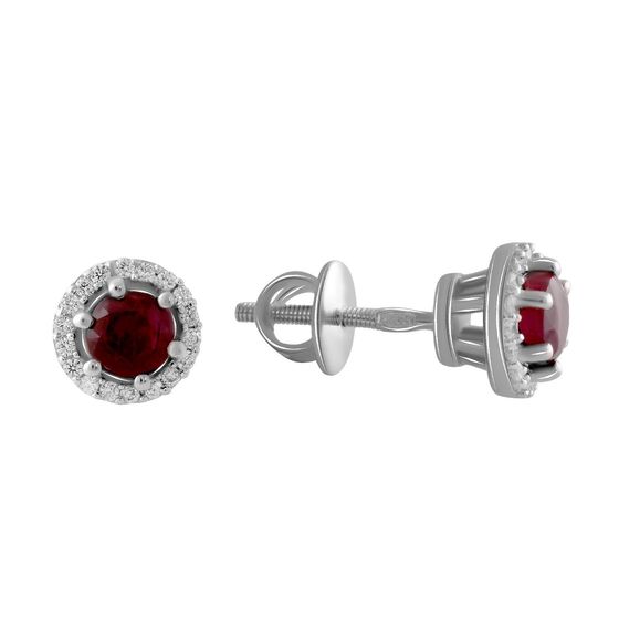 Silver earrings with a 1.733-carat ruby