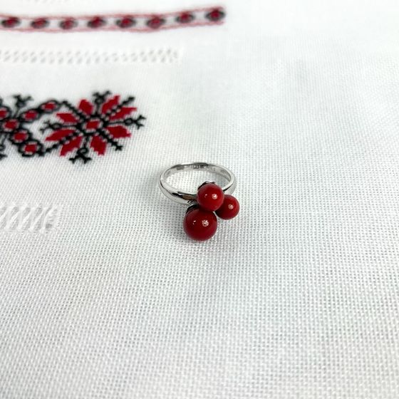 Silver ring with coral