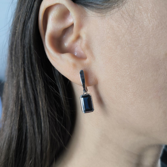 Silver earrings with nano sapphire 3.65ct