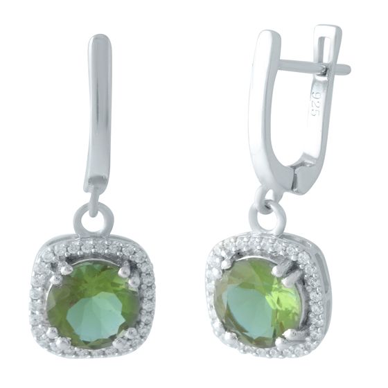 Серебряные серьги с султанитом 3.348ct