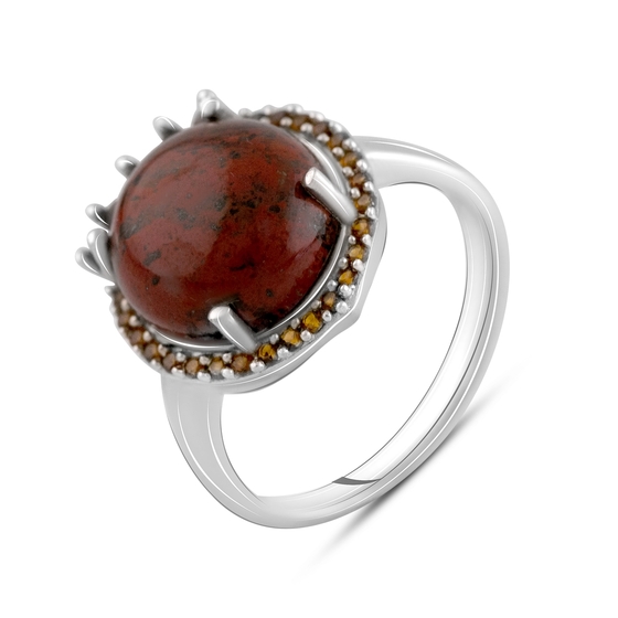Silver ring with white topaz.